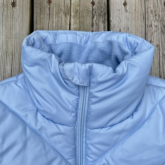 Baby Blue Puffer Jacket, Women’s Small, High Collar Fleece, Winter Coat - Picture 3 of 7